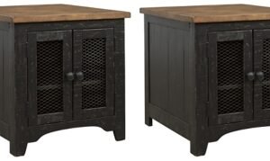 Valebeck 2 End Tables, Black/Brown