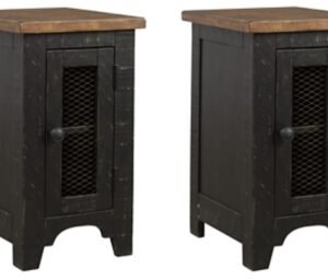 Valebeck 2 End Tables, Black/Brown