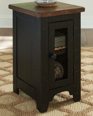 Valebeck Chairside End Table, Black/Brown