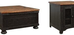 Valebeck Coffee Table with 1 End Table, Black/Brown
