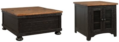 Valebeck Coffee Table with 1 End Table, Black/Brown