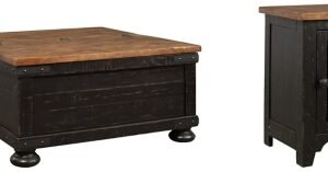 Valebeck Coffee Table with 1 End Table, Black/Brown