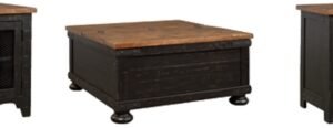 Valebeck Coffee Table with 2 End Tables, Black/Brown