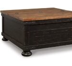 Valebeck Coffee Table with 2 End Tables, Black/Brown