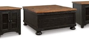 Valebeck Coffee Table with 2 End Tables, Black/Brown