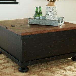 Valebeck Coffee Table with Lift Top, Black/Brown
