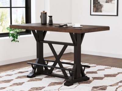 Valebeck Dining Table with Footrests, Black/Brown, Wood/Metal