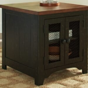 Valebeck End Table, Black/Brown