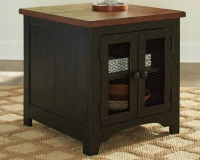 Valebeck End Table, Black/Brown