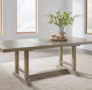 Vallardia Dining Extension Table, Light Grayish Brown, Wood