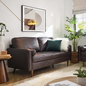 Valour Small Living Leather Sofa, Brown
