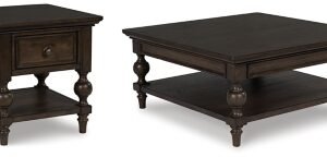 Veramond Coffee Table with 1 End Table, Dark Brown