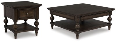 Veramond Coffee Table with 1 End Table, Dark Brown