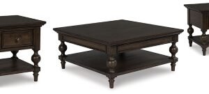 Veramond Coffee Table with 2 End Tables, Dark Brown