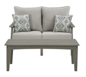 Visola Outdoor Loveseat with Coffee Table, Gray