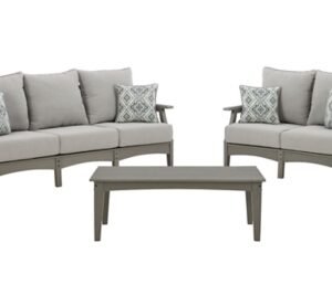 Visola Outdoor Sofa and Loveseat with Coffee Table, Gray