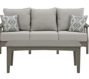 Visola Outdoor Sofa with Coffee Table, Gray