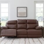 VonRyan Dual Power Leather Reclining Sofa Leather, Tobacco