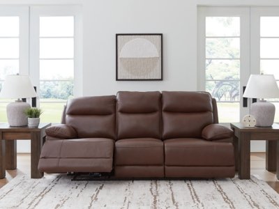 VonRyan Dual Power Leather Reclining Sofa Leather, Tobacco