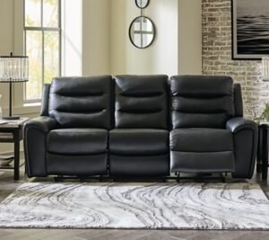 Warlin Dual Power Reclining Sofa, Black