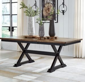 Wildenauer Dining Extension Table, Brown/Black, Wood