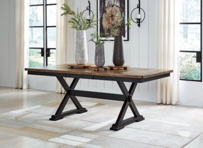 Wildenauer Dining Extension Table, Brown/Black, Wood