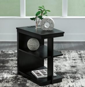 Winbardi Chairside End Table, Black