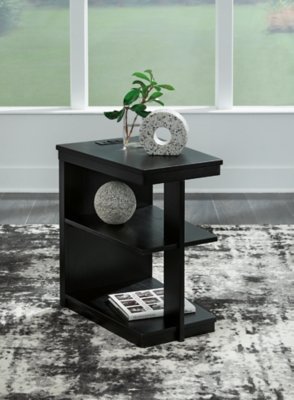 Winbardi Chairside End Table, Black