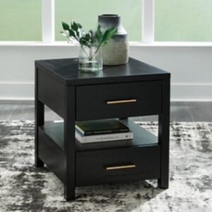 Winbardi End Table with USB Charging, Black
