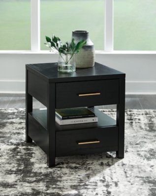 Winbardi End Table with USB Charging, Black