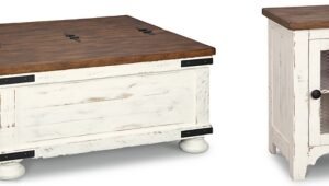 Wystfield Coffee Table with 1 End Table, White/Brown