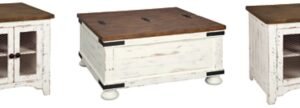 Wystfield Coffee Table with 2 End Tables, White/Brown