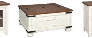 Wystfield Coffee Table with 2 End Tables, White/Brown