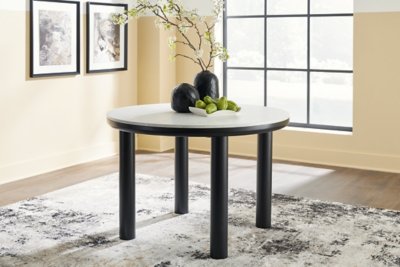 Xandrum Dining Table, Black, Marble/Stone or Stone Like/Wood