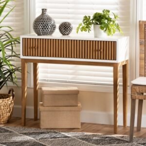bali & pari Odile Console Table, Natural Brown/White
