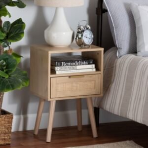 Baxton Studio Emmett End Table, Light Brown/Gold