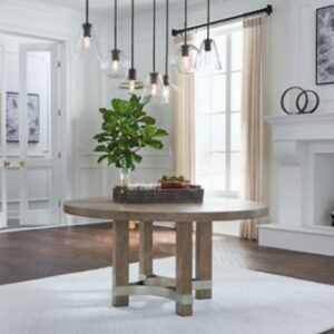 Chrestner Round Dining Table, Gray, Wood