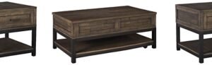 Johurst Coffee Table with 2 End Tables, Grayish Brown