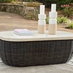 Kimora Outdoor Coffee Table, Beige/Dark Brown