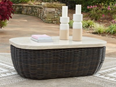 Kimora Outdoor Coffee Table, Beige/Dark Brown