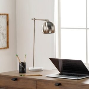 Livabliss Hartford Nickle Task Table Lamp, Silver