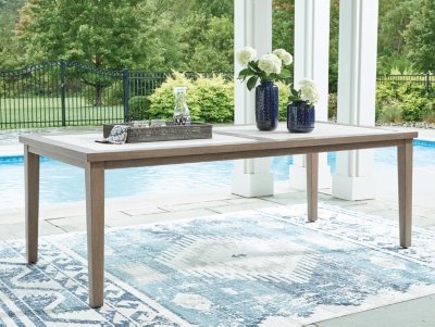 Rainier Ranch Outdoor Dining Table, Brown/Beige