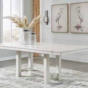 Robbinsdale 62″-86″ Extendable Dining Table, Antique White, Wood