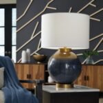 Adara Table Lamp, Blue/Gold Finish