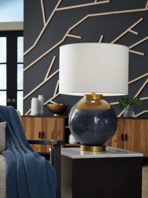 Adara Table Lamp, Blue/Gold Finish