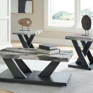 Cendill Table (Set of 3), Dark Brown/White/Black