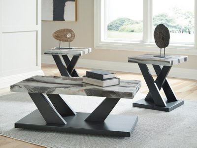 Cendill Table (Set of 3), Dark Brown/White/Black