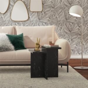 Cosmoliving By Cosmopolitan Brielle Accent Table, Black Marble