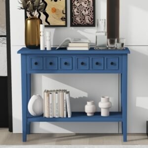 Dovelina Trecy Console Table with Open Shelf, Blue