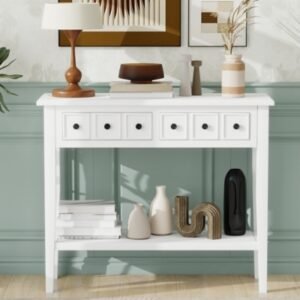 Dovelina Trecy Console Table with Open Shelf, White